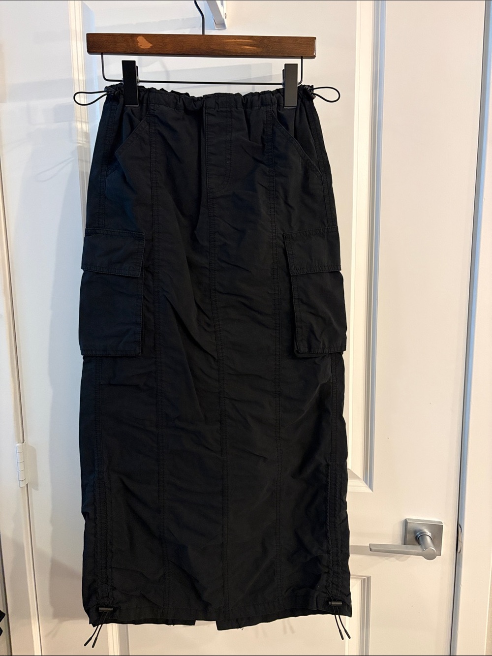 wild fable Black Cargo Maxi Skirt with Drawstring Waist